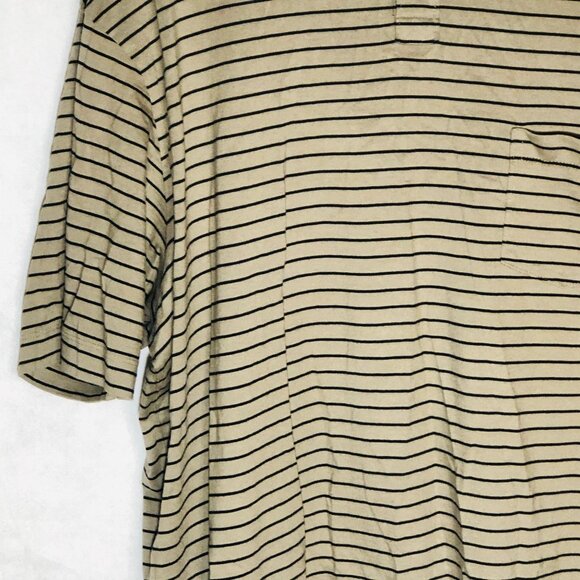 Roundtree & Yorke shirt striped brown pocket collar short sleeve cotton 2XT READ - Picture 4 of 12